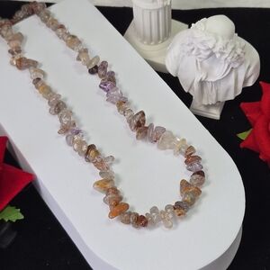 Auralite-23 Crystal Chip Necklace Rare Multistone Boho Gemstone Minimal Jewelry